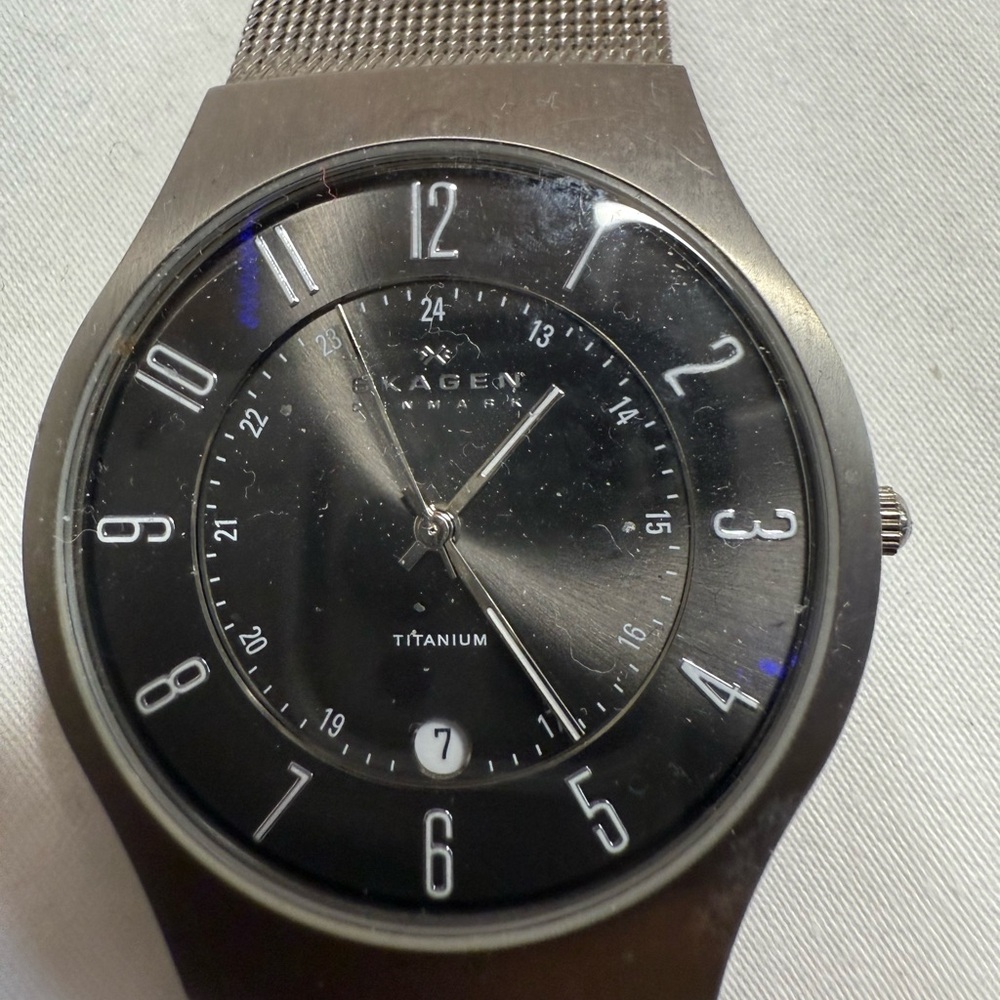 Skagen Black and Silver Titanium Watch